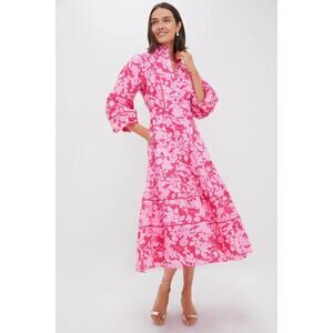 HYACINTH HOUSE Pink Textured Floral Hillsborough Midi Dress Size XXS NWT